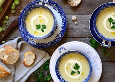 طرز تهیه سوپ فرانسوی خامه ای با تره فرنگی و سیب زمینی