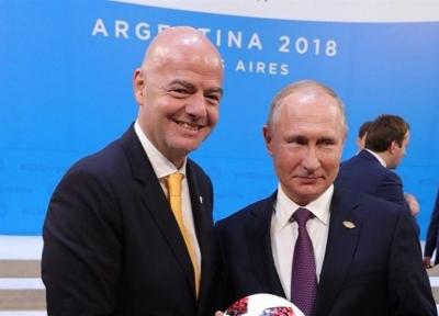 حضور اینفانتینو در اجلاس گروه 20 با اهدای توپ های جام جهانی 2018 روسیه