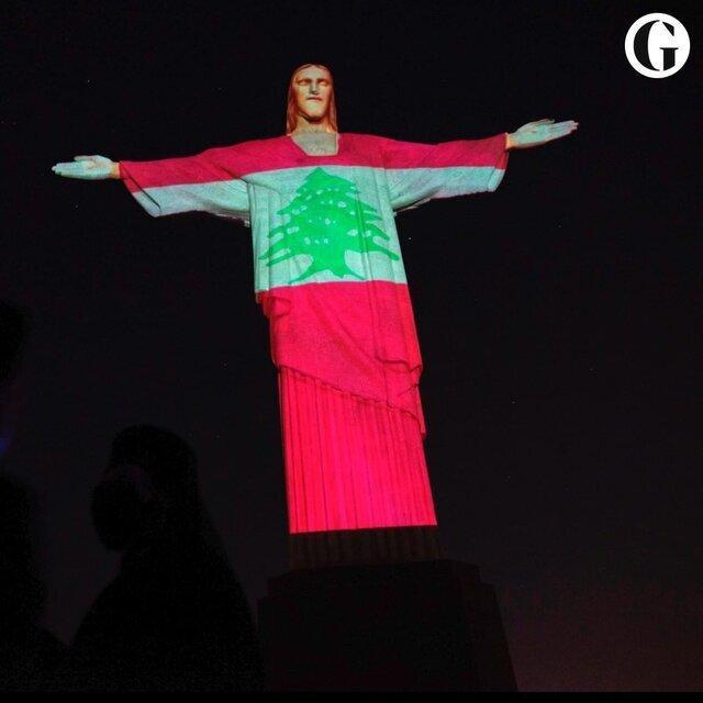 لبنان در آغوش مجسمه مسیح در برزیل لبنان در آغوش مجسمه مسیح در برزیل